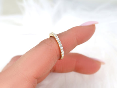 14kt Matching Wedding Ring to Sally 14kt Gold Moissanite HALFWAY Eternity Ring - Rosados Box
