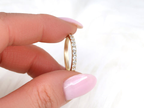 14kt Matching Wedding Ring to Sally 14kt Gold Moissanite HALFWAY Eternity Ring - Rosados Box