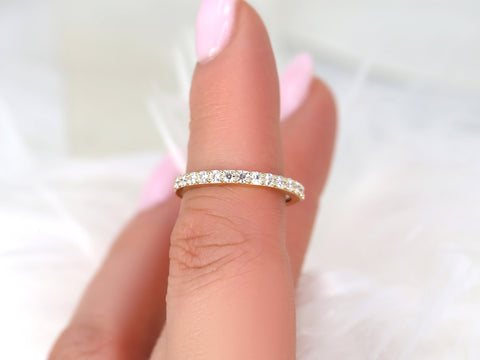 14kt Matching Wedding Ring to Sally 14kt Gold Moissanite HALFWAY Eternity Ring - Rosados Box