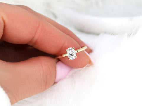 1ct Dakota 7x5mm 14kt Gold Moissanite Oval Solitaire Ring - Rosados Box