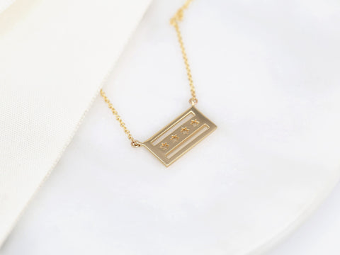 Chicago Flag 14kt Gold Necklace - Rosados Box