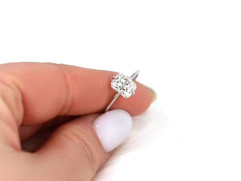 1.75cts Rita 8x6mm 14kt Gold Moissanite Kite Set Radiant Cut Solitaire Ring - Rosados Box