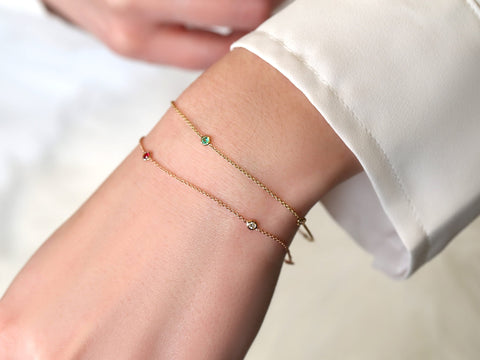 Claire 4.0 14kt Dainty Diamond Ruby Bracelet - Rosados Box