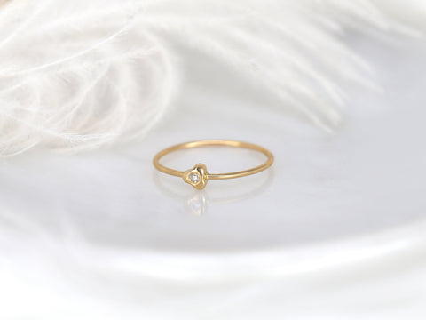 Ultra Petite Triage 14kt Gold Dainty Diamond Stacking Ring - Rosados Box