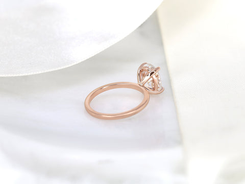 3ct Dakota 10x8mm 14kt Rose Gold Moissanite 4 Prong Oval Engagement Ring