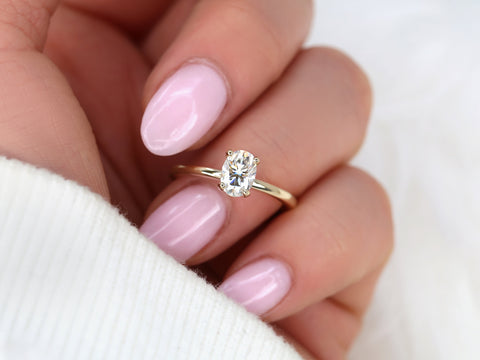 1ct Dakota 7x5mm 14kt Gold Moissanite Oval Solitaire Ring - Rosados Box