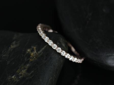 Ready to Ship Alice 14kt WHITE Gold Shared Prong Diamond ALMOST Eternity Ring - Rosados Box