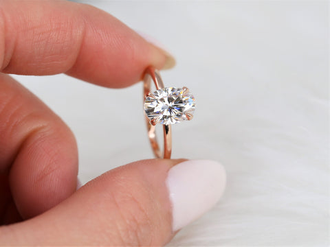 2.50ct Dakota 10x7mm 14kt Gold Moissanite 4 Prong Oval Engagement Ring - Rosados Box