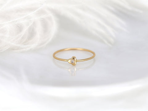 Ultra Petite Triage 14kt Gold Dainty Diamond Stacking Ring - Rosados Box