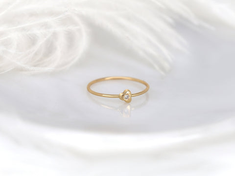 Ultra Petite Triage 14kt Gold Dainty Diamond Stacking Ring - Rosados Box