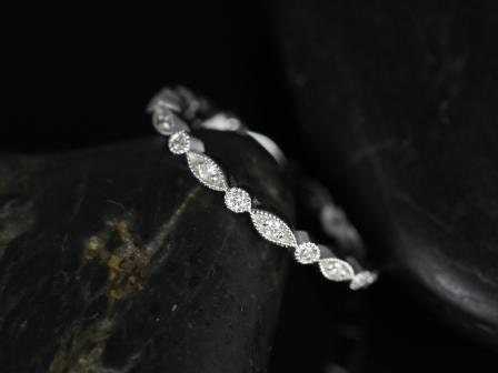 Ready to Ship Gwen 14kt White Gold WITH Milgrain Diamond FULL Eternity Ring - Rosados Box