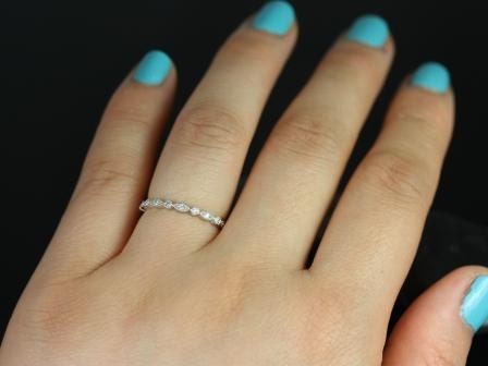 Ready to Ship Gwen 14kt White Gold WITH Milgrain Diamond FULL Eternity Ring,Art Deco Ring,Dainty Diamond Band,Gift For Her,Anniversary Gift