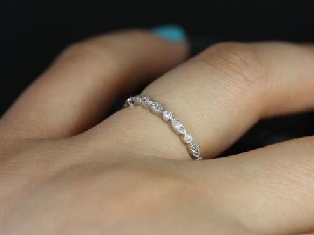 Ready to Ship Gwen 14kt White Gold WITH Milgrain Diamond FULL Eternity Ring,Art Deco Ring,Dainty Diamond Band,Gift For Her,Anniversary Gift