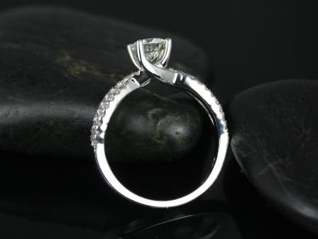 Ready to Ship Karina 6mm 14kt YELLOW Gold Forever One Moissanite Diamonds Crossover Pave Twist Round Engagement Ring - Rosados Box