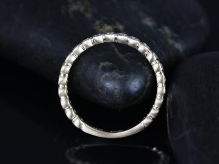 Petite Bubbles 14kt Yellow Gold Diamonds Bezel WITHOUT Milgrain ALMOST Eternity Ring Dainty Ring - Rosados Box