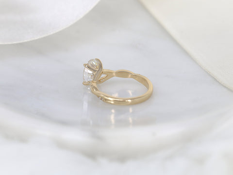 2ct Petite Tilly 9x7mm 14kt Gold Moissanite Diamond Twisted Crossover Oval Engagement Ring - Rosados Box