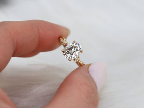 2ct Petite Tilly 9x7mm 14kt Gold Moissanite Diamond Twisted Crossover Oval Engagement Ring - Rosados Box