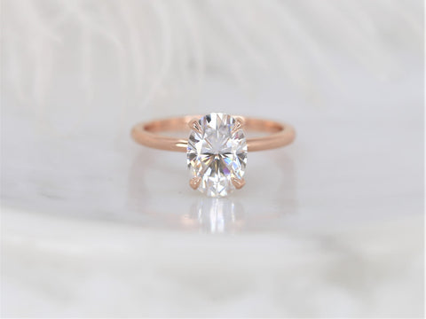 2.50ct Dakota 10x7mm 14kt Gold Moissanite 4 Prong Oval Engagement Ring - Rosados Box