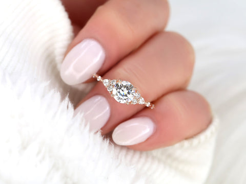 1ct Anastasia 6.5mm 14kt Gold Moissanite Diamond Round Cluster Ring - Rosados Box