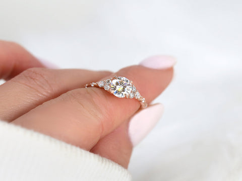 1ct Anastasia 6.5mm 14kt Gold Moissanite Diamond Round Cluster Ring - Rosados Box