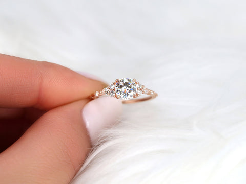 1ct Anastasia 6.5mm 14kt Gold Moissanite Diamond Round Cluster Ring - Rosados Box