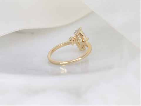 1ct Effie 10x5mm 14kt Gold Moissanite Diamonds Marquise Cluster Ring - Rosados Box