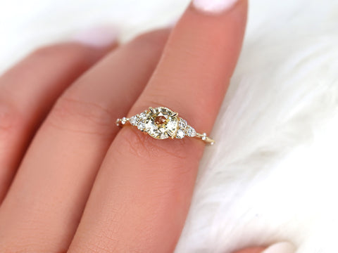 1.48ct Ready to Ship Anastasia 14kt Gold Champagne Sapphire Diamond Cluster Ring - Rosados Box