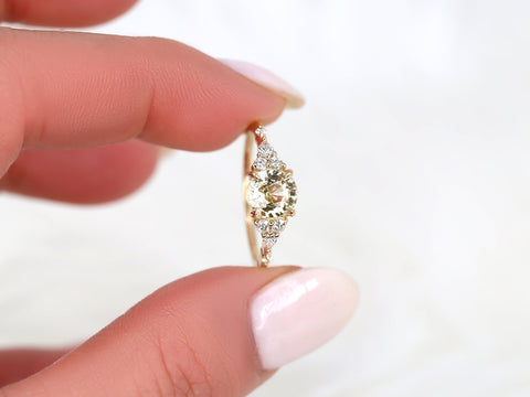 1.48ct Ready to Ship Anastasia 14kt Gold Champagne Sapphire Diamond Cluster Ring - Rosados Box