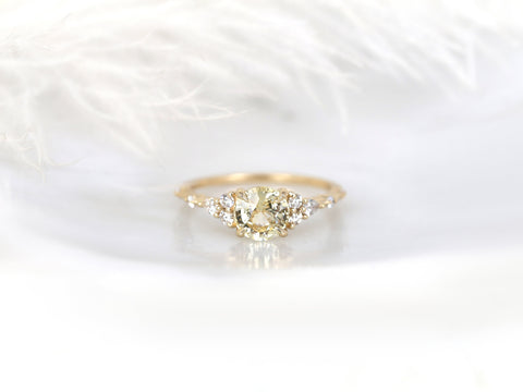 1.48ct Ready to Ship Anastasia 14kt Gold Champagne Sapphire Diamond Cluster Ring - Rosados Box