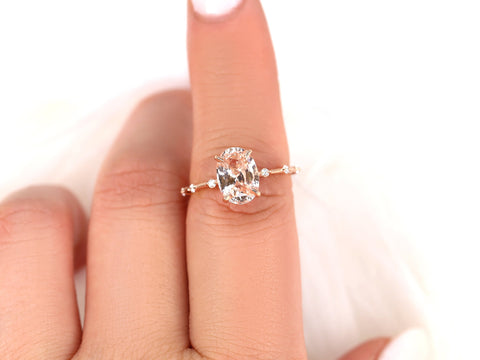 2.69ct Ready to Ship Alix 14kt Gold Peach Sapphire Diamond Oval Solitaire Ring - Rosados Box