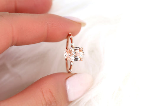 2.69ct Ready to Ship Alix 14kt Gold Peach Sapphire Diamond Oval Solitaire Ring - Rosados Box