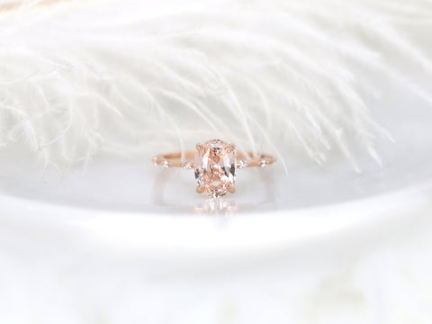 2.69ct Ready to Ship Alix 14kt Gold Peach Sapphire Diamond Oval Solitaire Ring - Rosados Box
