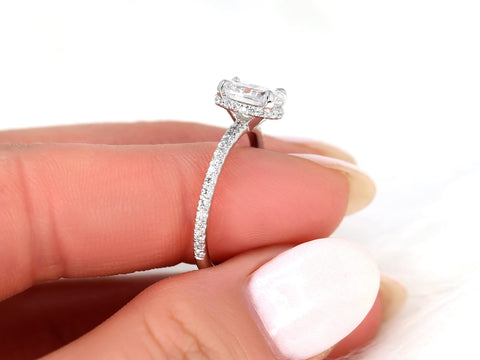 1.50ct Ready to Ship LOW Viviana 14kt White Gold Diamond Oval Hidden Halo Ring - Rosados Box