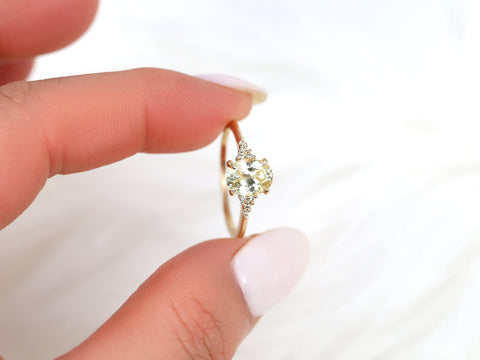 1.44ct Ready to Ship Maddy 14kt Gold Butter Champagne Sapphire Diamond Oval Cluster Ring - Rosados Box