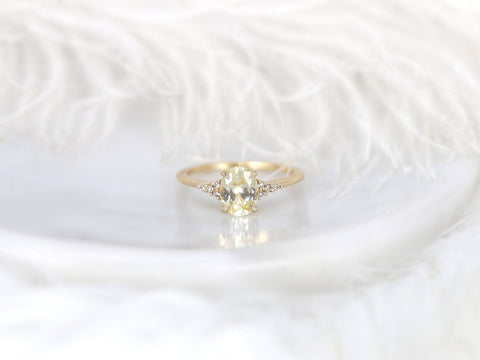 1.44ct Ready to Ship Maddy 14kt Gold Butter Champagne Sapphire Diamond Oval Cluster Ring - Rosados Box