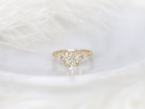 2ct Ready to Ship Petite Tinsley 14kt Diamond 3 Stone Cushion Cluster Ring - Rosados Box