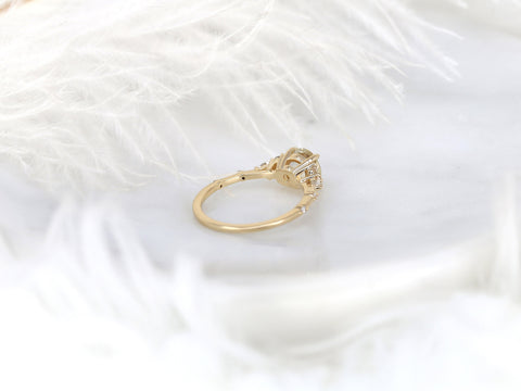 1.48ct Ready to Ship Anastasia 14kt Gold Champagne Sapphire Diamond Cluster Ring - Rosados Box