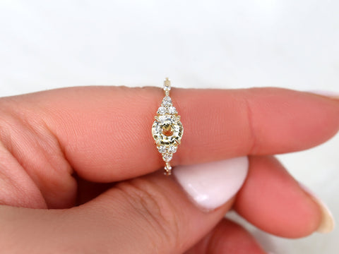 1.48ct Ready to Ship Anastasia 14kt Gold Champagne Sapphire Diamond Cluster Ring - Rosados Box