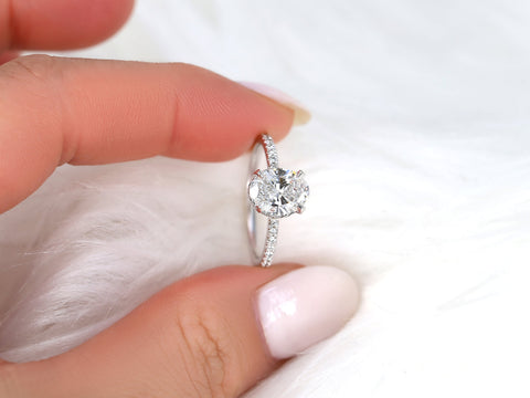 1.50ct Ready to Ship LOW Viviana 14kt White Gold Diamond Oval Hidden Halo Ring - Rosados Box