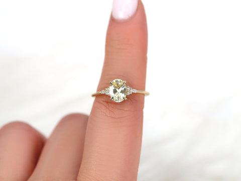 1.44ct Ready to Ship Maddy 14kt Gold Butter Champagne Sapphire Diamond Oval Cluster Ring - Rosados Box