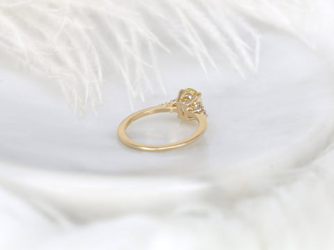 1.44ct Ready to Ship Maddy 14kt Gold Butter Champagne Sapphire Diamond Oval Cluster Ring - Rosados Box