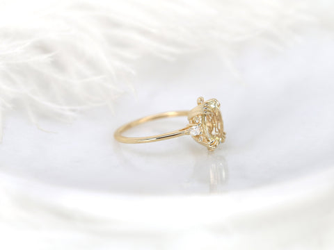 2.33ct Ready to Ship Elsa 14kt Gold Butter Champagne Sapphire Diamonds ClusterRing - Rosados Box