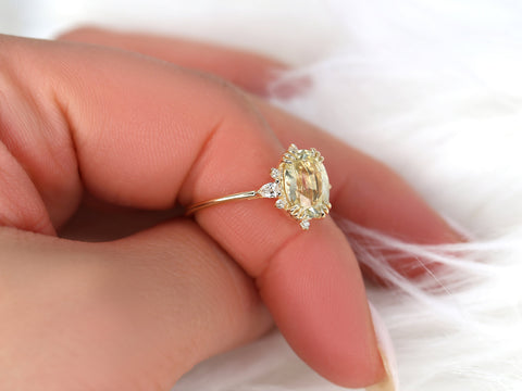 2.33ct Ready to Ship Elsa 14kt Gold Butter Champagne Sapphire Diamonds ClusterRing - Rosados Box