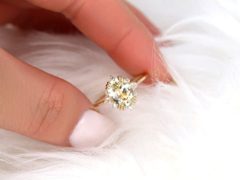 2.33ct Ready to Ship Elsa 14kt Gold Butter Champagne Sapphire Diamonds ClusterRing - Rosados Box