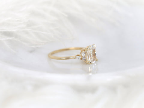 2ct Ready to Ship Petite Tinsley 14kt Diamond 3 Stone Cushion Cluster Ring - Rosados Box