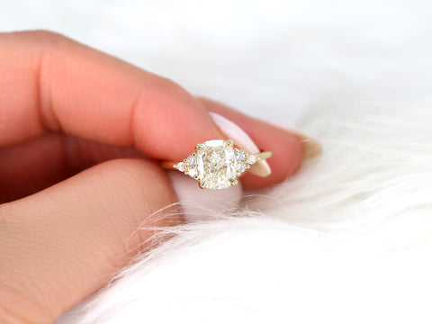 2ct Ready to Ship Petite Tinsley 14kt Diamond 3 Stone Cushion Cluster Ring - Rosados Box