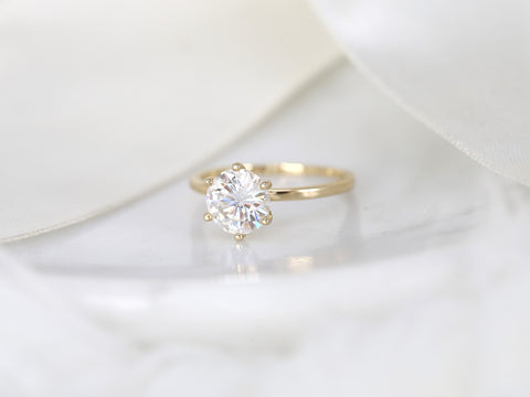 Ready to Ship Elaine 8mm 14kt Rose Gold Moissanite Six Prong Solitaire Ring,Round Engagement Ring,Minimalist Solitaire Ring,Dainty Ring