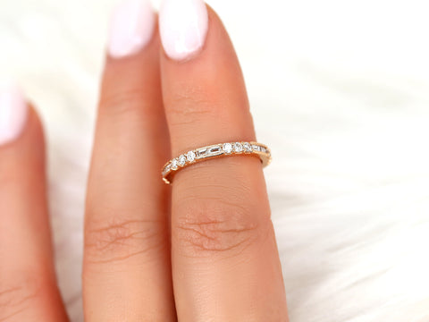Gabriella 14kt WITH Milgrain Art Deco Diamond ALMOST Eternity Ring,Vintage Diamond Band,Unique Wedding Ring,Stackable Ring,Anniversary Gift