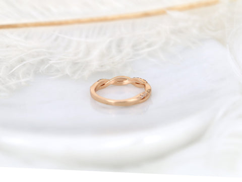 Dusty 14kt Gold Diamond HALFWAY Eternity Stacking Ring,Twist Ring,Weaving Braid Diamond Ring,Crossover Band,Twisted Ring,Gift For Her