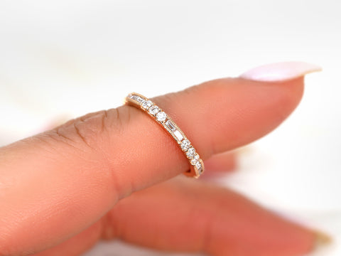 Ready to Ship Gabriella 14kt WHITE Gold WITH Milgrain Diamond ALMOST Eternity Ring,Art Deco Ring,Unique Diamond Eternity,Wedding Band